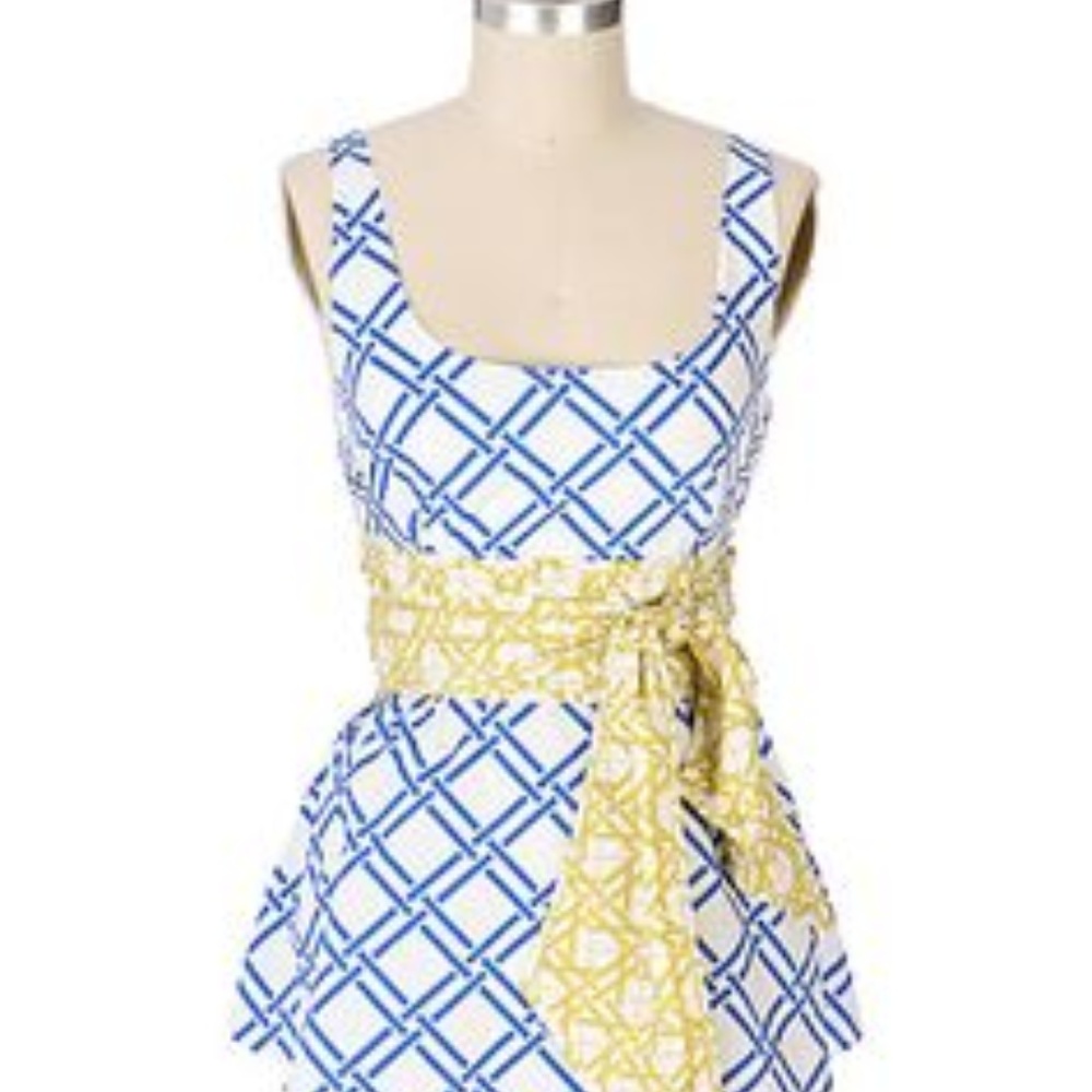 NWT Anthropologie Viola Blue & Yellow Blouse 8